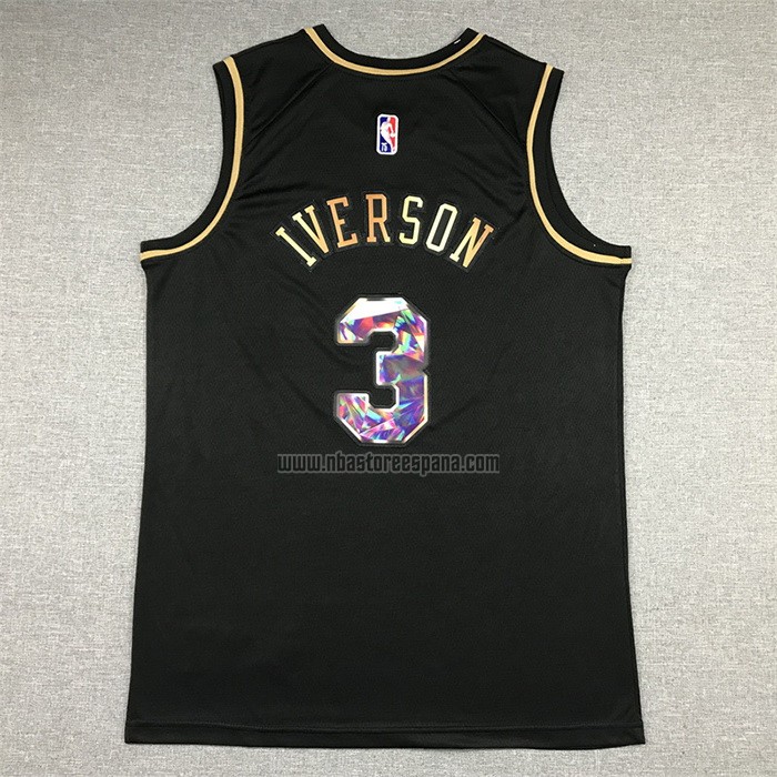 Camiseta Golden Edition Philadelphia 76ers Allen Iverson NO 3 2021-22 Negro